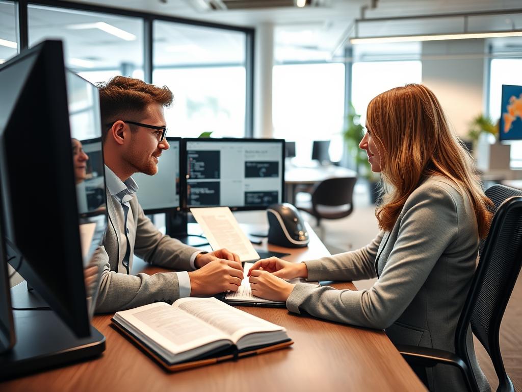 Professional translator working on Norwegian business documents, illustrating small business ideas in Norway for foreigners Professional translator working on Norwegian business documents, illustrating small business ideas in Norway for foreigners