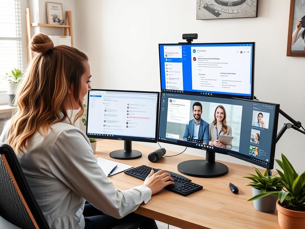 Virtual assistant working remotely for Norwegian clients, illustrating small business ideas in Norway for foreigners Virtual assistant working remotely for Norwegian clients, illustrating small business ideas in Norway for foreigners