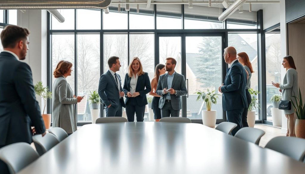Business professionals in a modern Norwegian office environment showcasing the benefits of Norway company incorporation