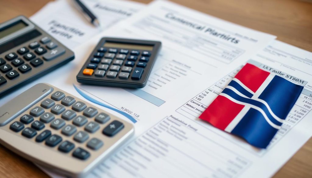 Norwegian tax documents and calculator representing tax considerations for company incorporation